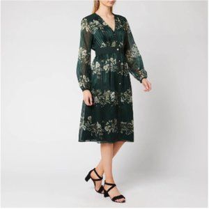 Ted Baker Long Sleeve pleated floral midi dress